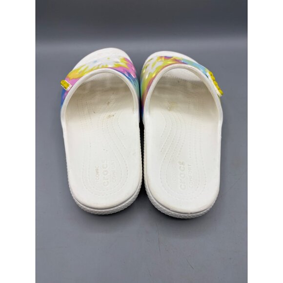 Crocs Iconic Comfort Tie Dye White Slide Sandals Womens 11 Casual Summer - Picture 3 of 5